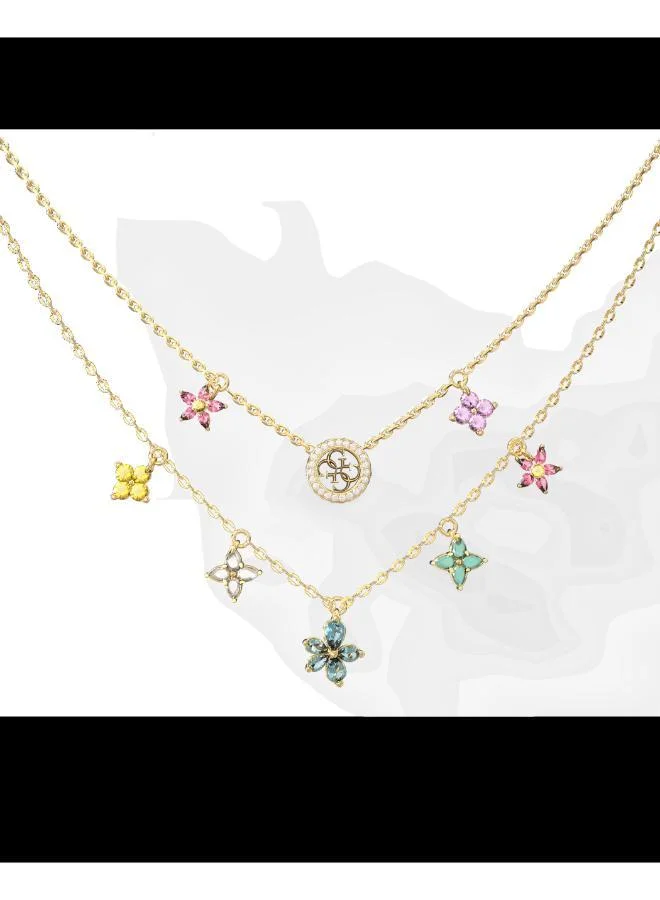 GUESS Two Rows Flowers Layered Necklace